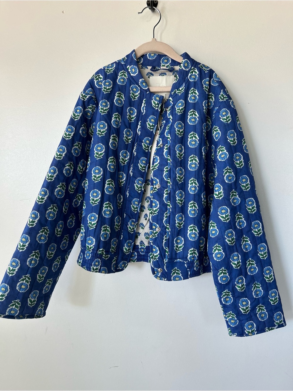 Zara Girls Floral Print Jacket Blue & Cream Size 9/10